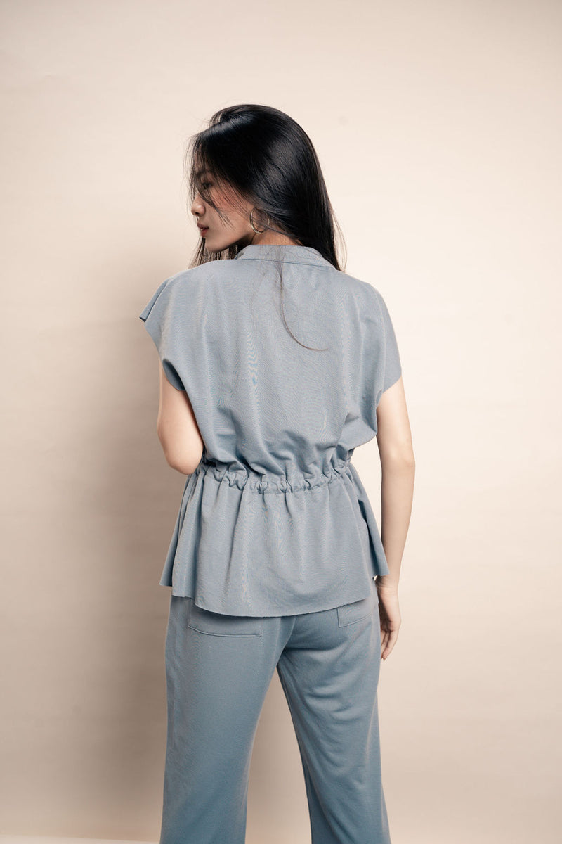 Chile Zipper Top Outer in Steel Blue