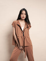 Chile Zipper Top Outer in Tawny Brown