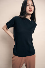 Jade Mock Neck Top in Black