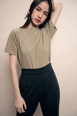 Jade Mock Neck Top in Avocado Green