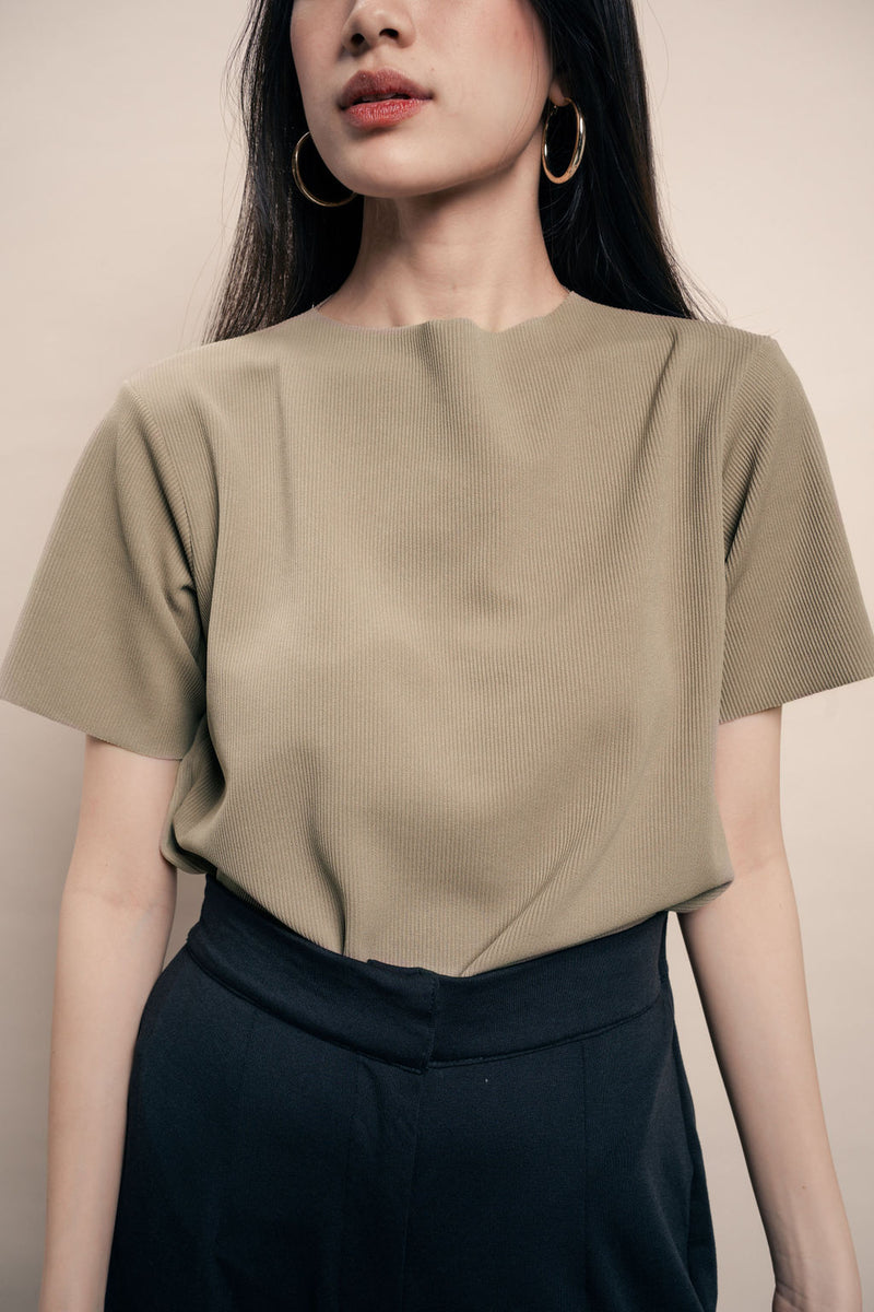 Jade Mock Neck Top in Avocado Green