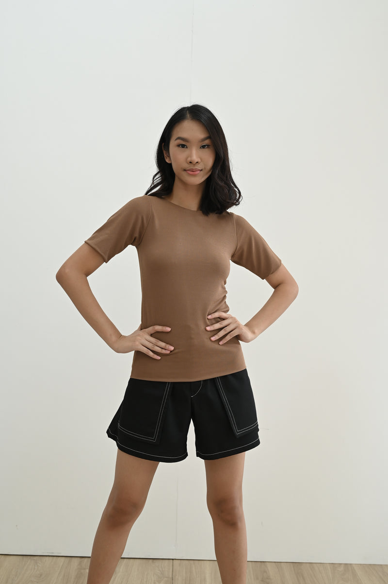 Bora Fitted Top (Long Version) in Tan Brown