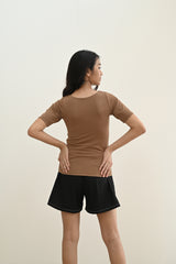Bora Fitted Top (Long Version) in Tan Brown