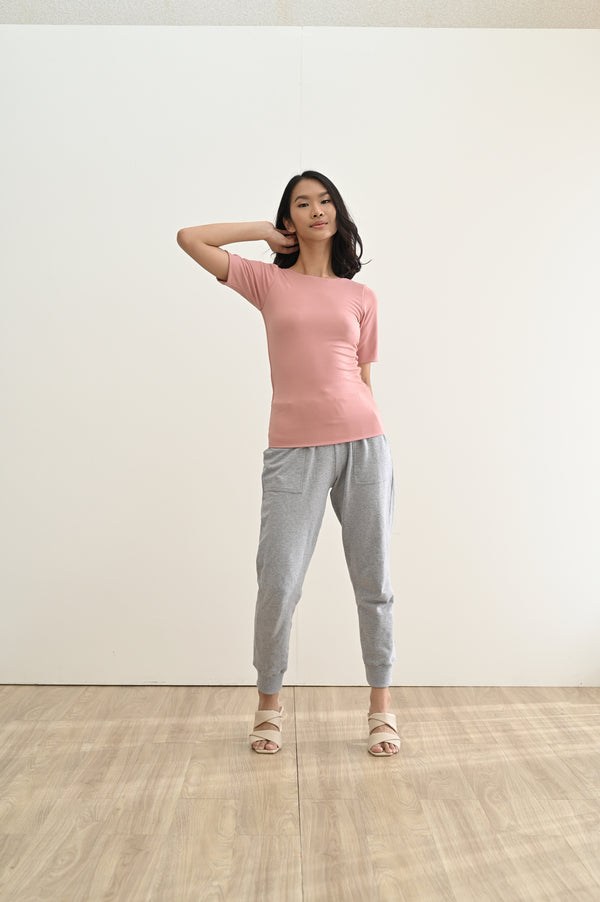 Bora Fitted Top (Long Version) in Dusty Rose