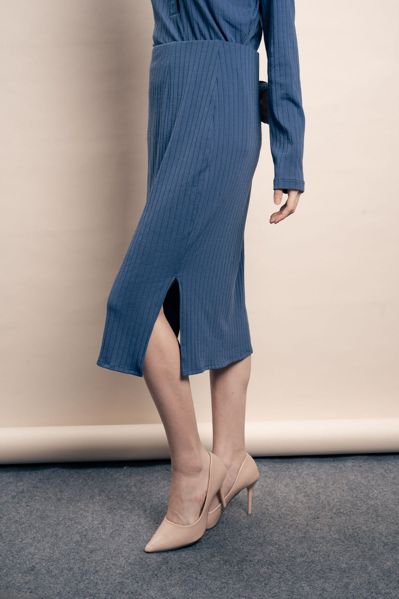 Gina Midi Skirt in Denim Blue