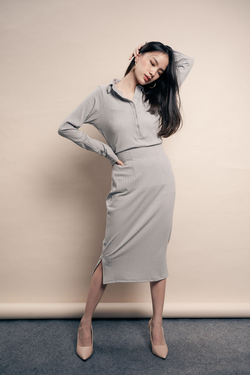 Gina Midi Skirt in Fog Grey