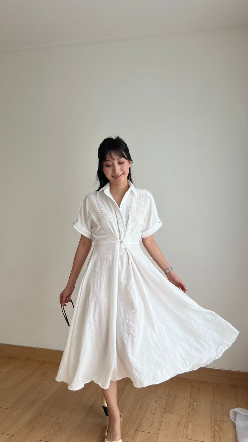 Ceya Flowy Midi Dress in White