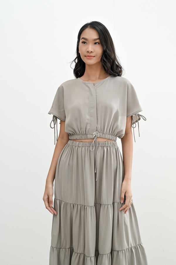 QUINN DRAWSTRING TOP IN SAGE GREEN