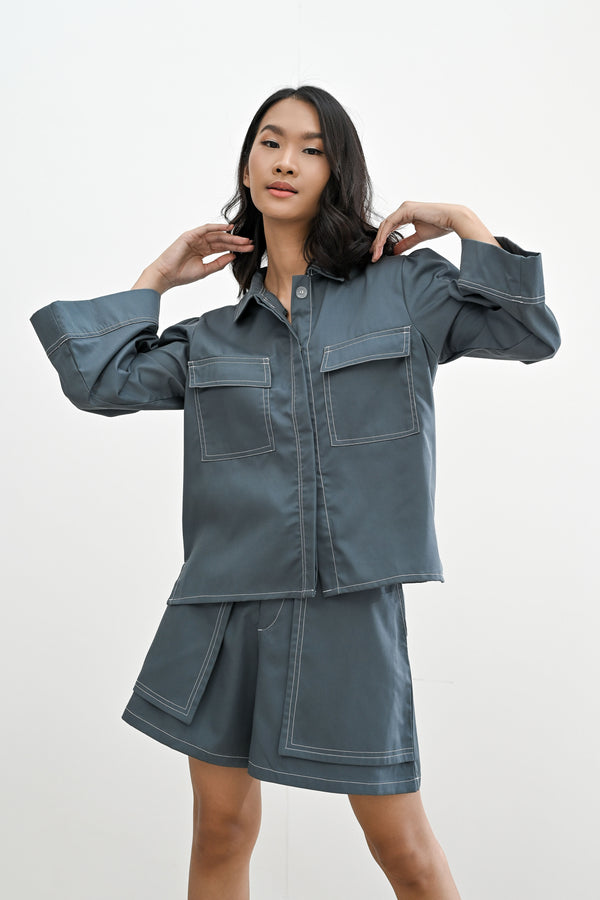 JACKIE TOP IN DENIM BLUE