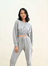 TERRY CROPPED SWEATER IN MISTY GREY