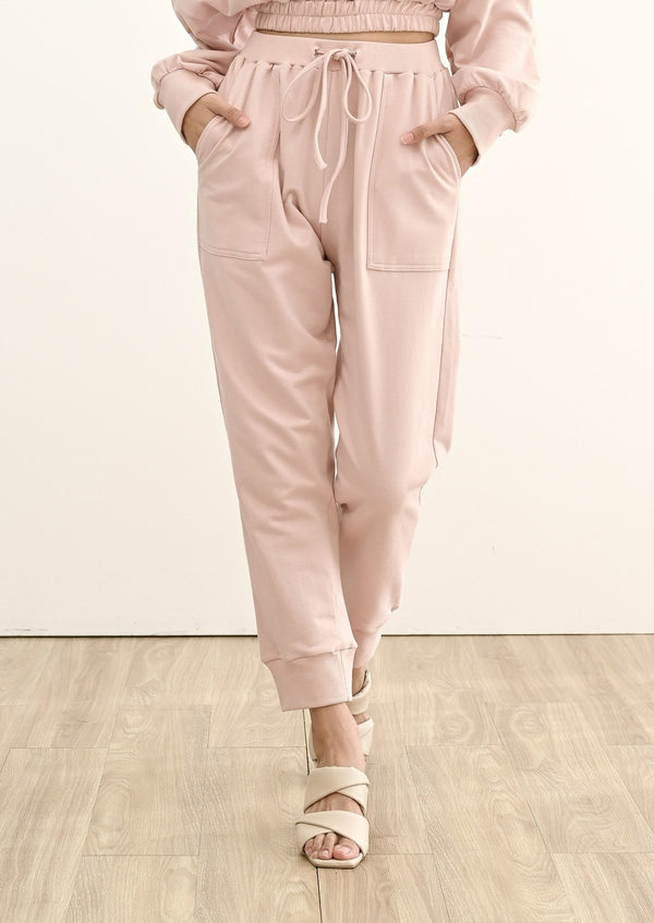 TERRY JOGGER PANTS IN BABY PINK