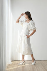 Give Puff Sleeve Dress in Broken White