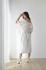 Give Puff Sleeve Dress in Broken White