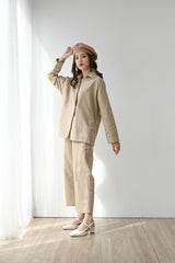 Fearless Linen Outfit Set in Natural Khaki