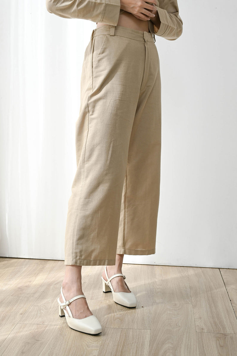 Fearless Linen Outfit Set in Natural Khaki