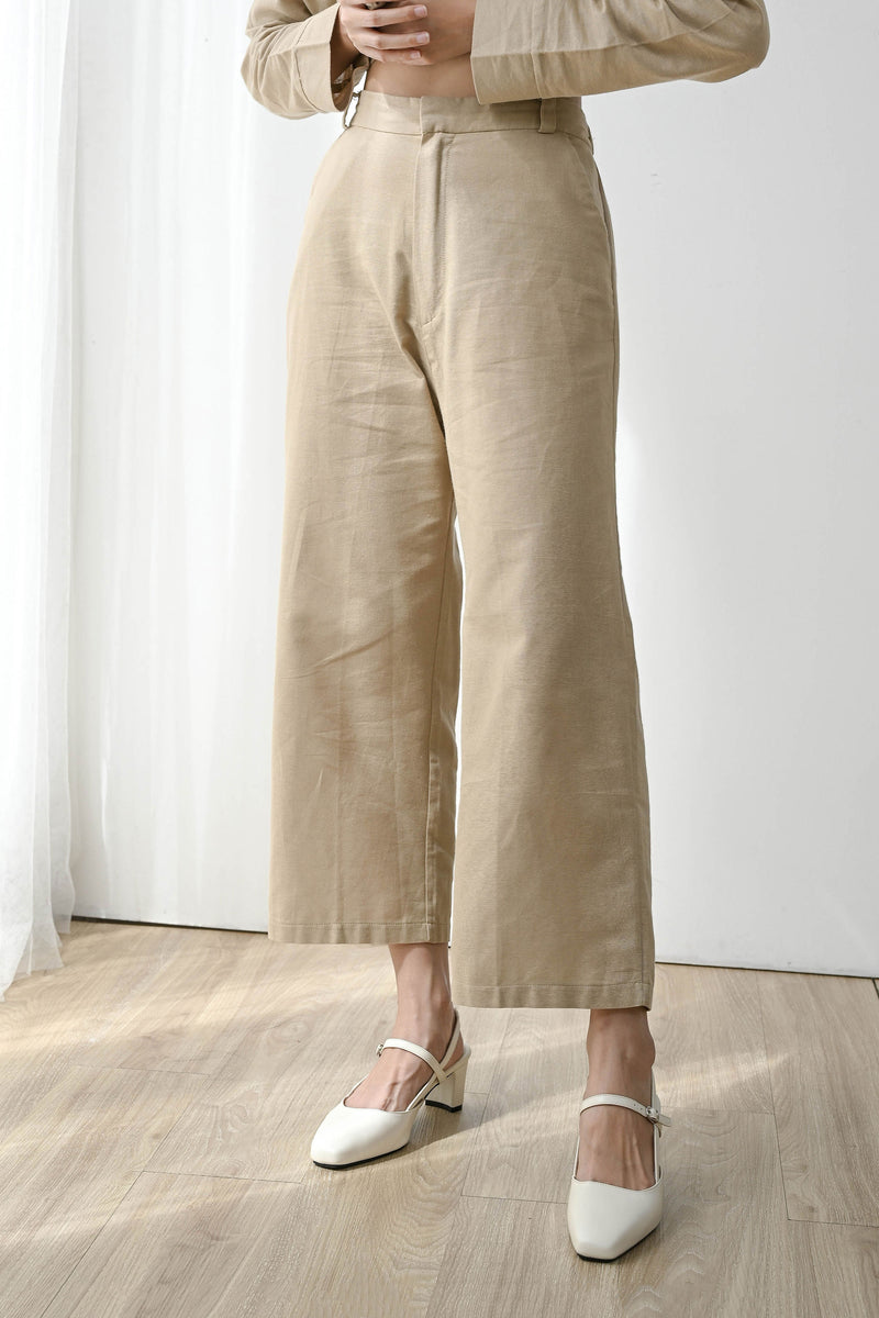 Fearless Linen Outfit Set in Natural Khaki