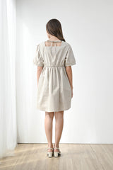 Witty Square Neck Mini Dress in Sand