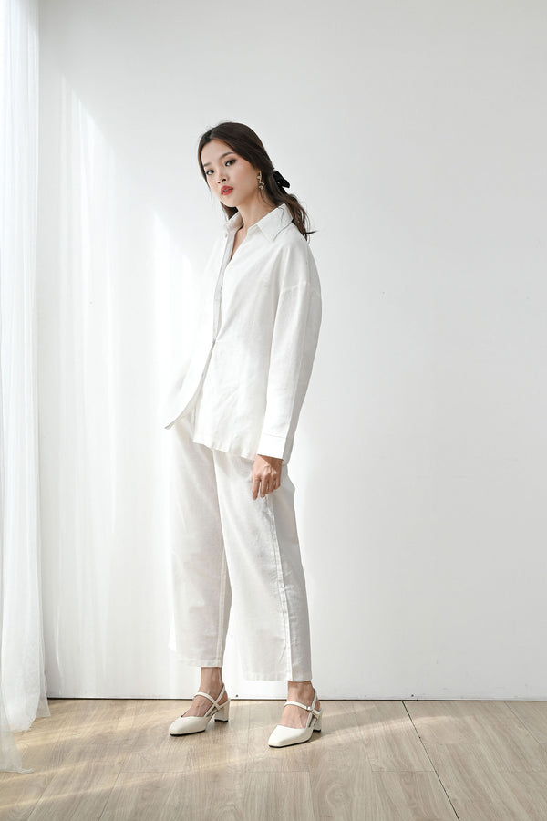 Fearless Linen Top outer in White