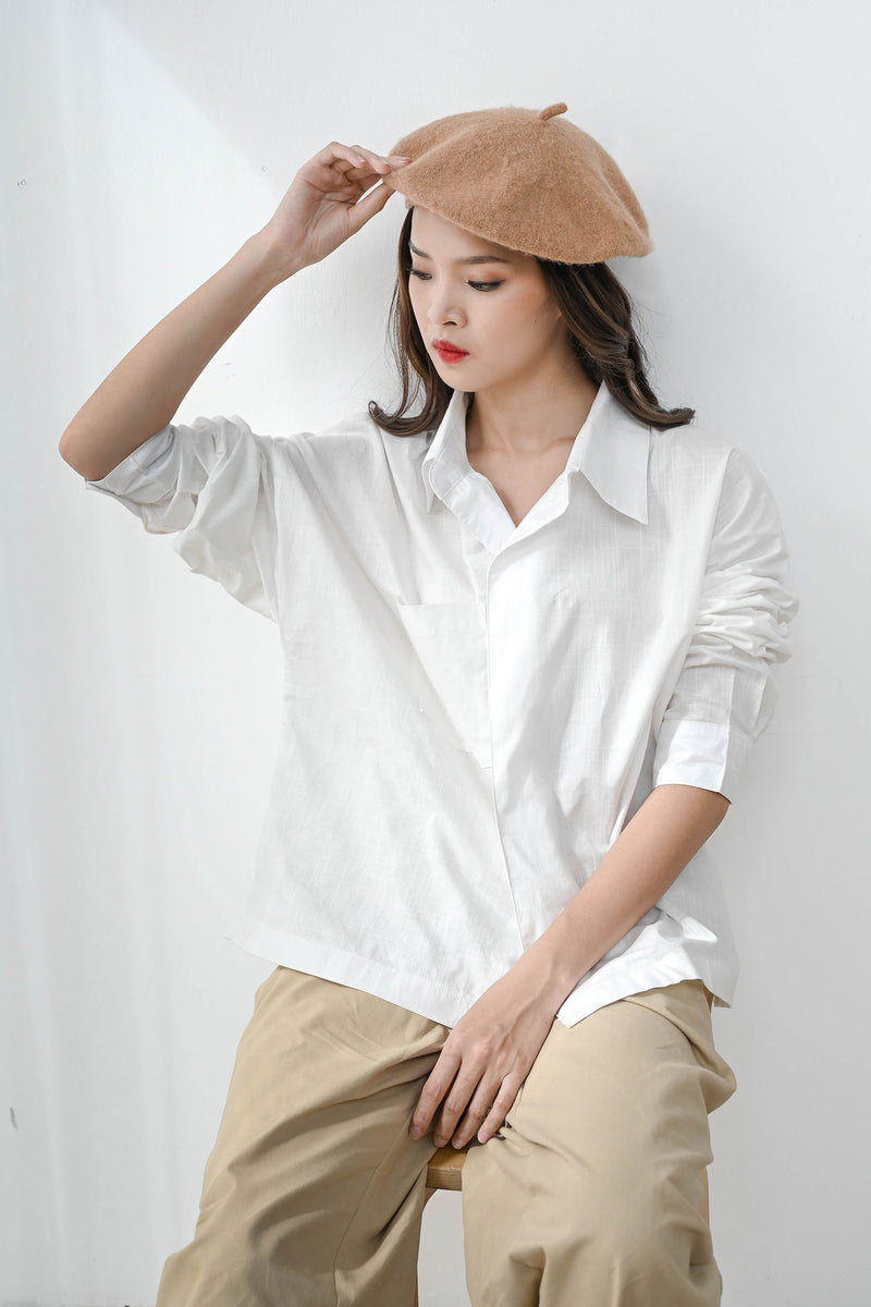 Flap Oversized Shirt in Classic White