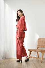 Set Loyal Cropped Blazer + Trust Highwaist Cullote in Brick Red