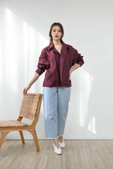 Flap Oversized Shirt in Deep Plum