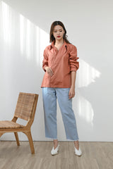 Flap Oversized Shirt in Carrot Clay