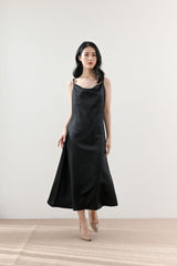 Classic Satin Slip Dress in Black