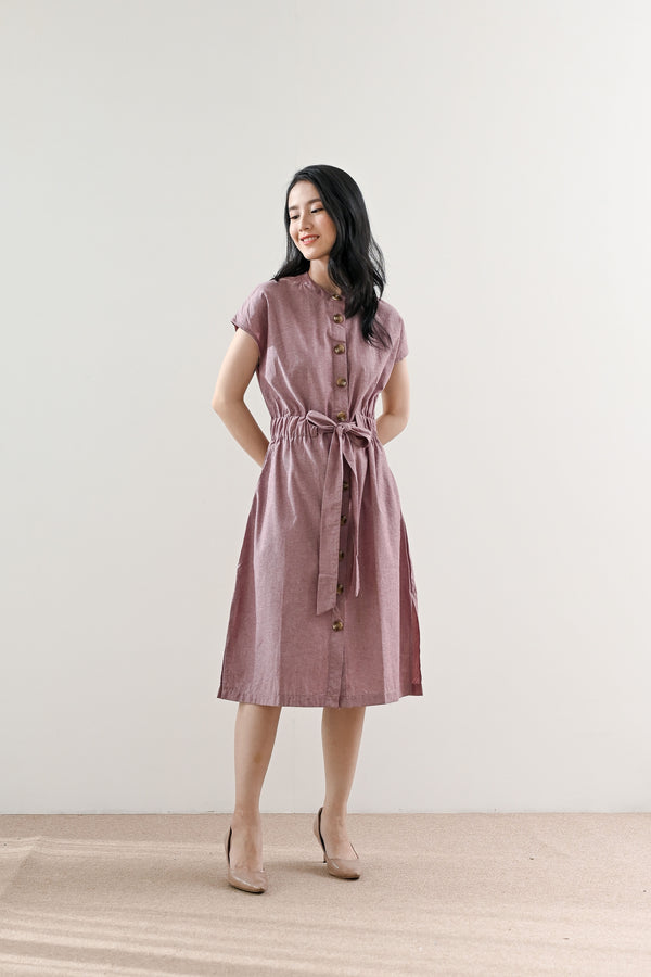 Neil Outer Dress in Mauve Maroon