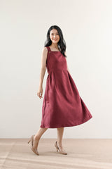 Jane Pinafore Dress in Wine Cherry