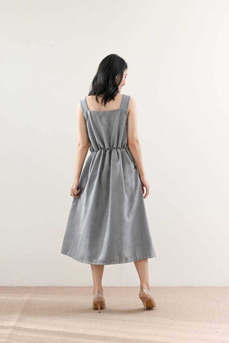 Jane Pinafore Dress in Cloudy Blue
