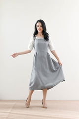 Jane Pinafore Dress in Cloudy Blue