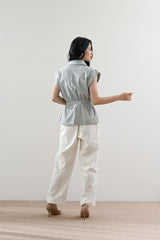 Devon Pocket Vest Top in Grey Sage