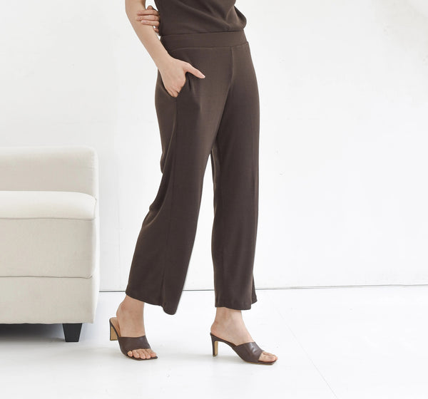 Home Rib Cullote Pants in Dark Coffee