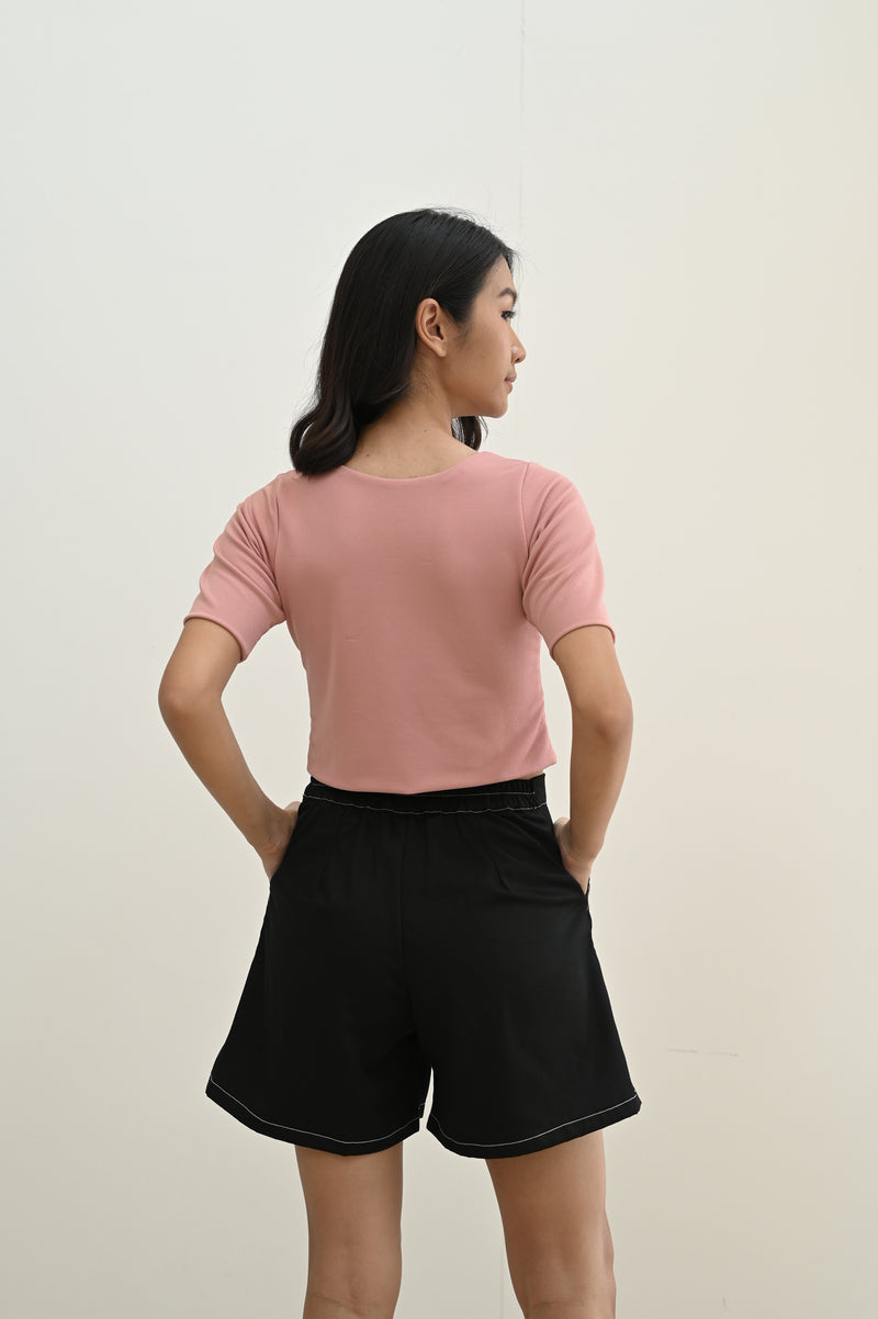Bora Fitted Top (Cropped Version) in Dusty Rose